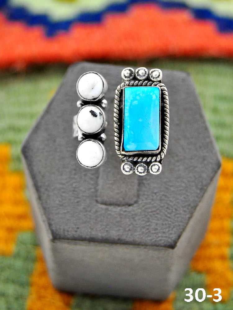 Southwest Handmade Sierra Bella with White Buffalo & Sterling Silver Adjustable Ring