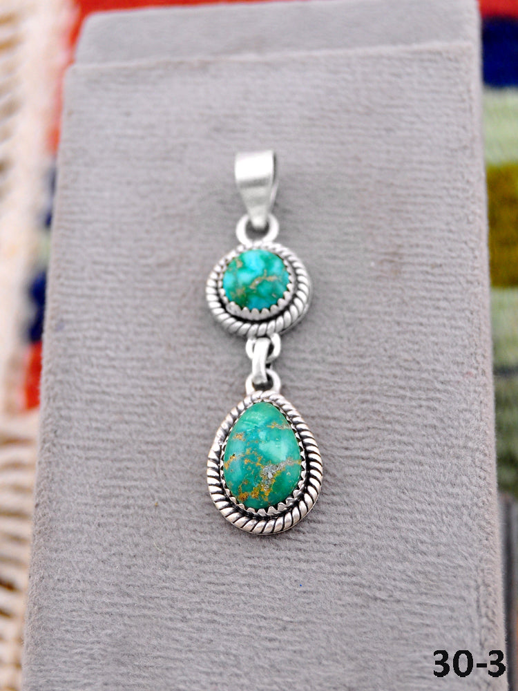 Southwest Made Emerald Valley Turquoise & Sterling Silver Pendant