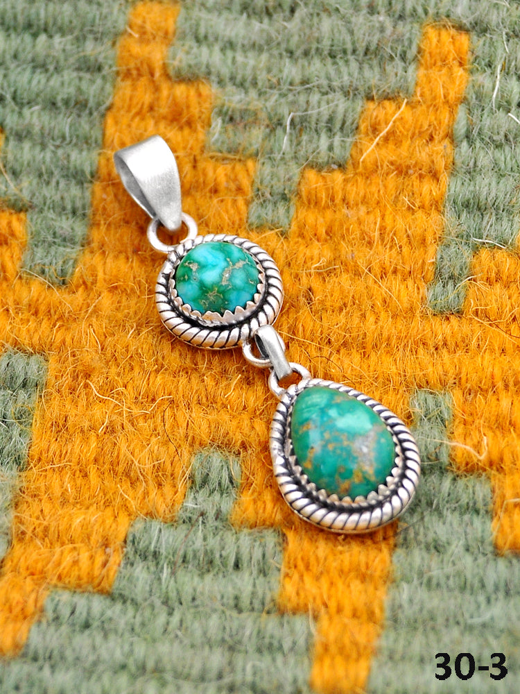 Southwest Made Emerald Valley Turquoise & Sterling Silver Pendant