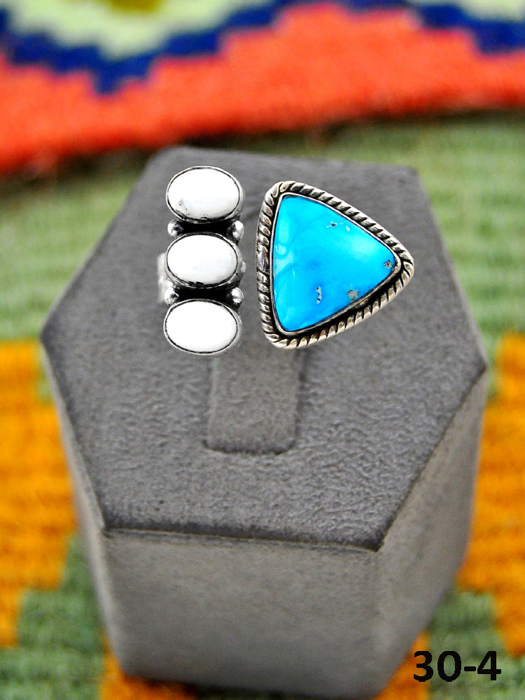 Southwest Handmade Sierra Bella with White Buffalo & Sterling Silver Adjustable Ring