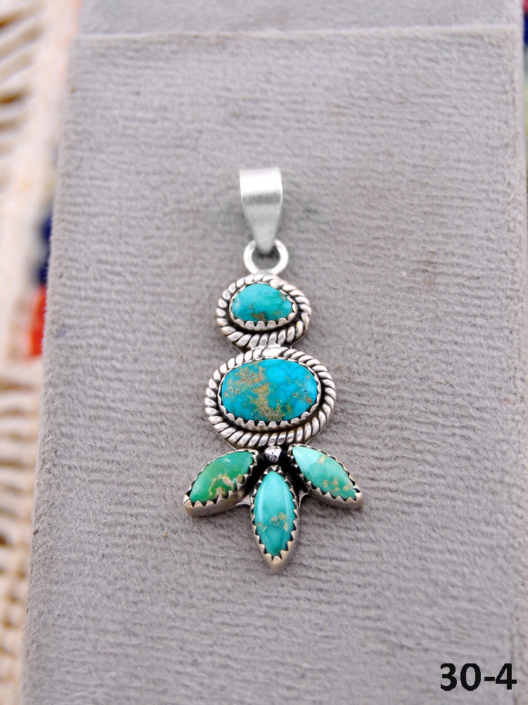 Southwest Made Emerald Valley Turquoise & Sterling Silver Pendant