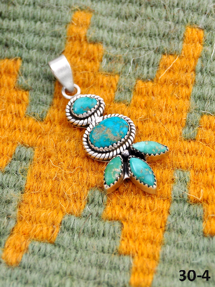 Southwest Made Emerald Valley Turquoise & Sterling Silver Pendant