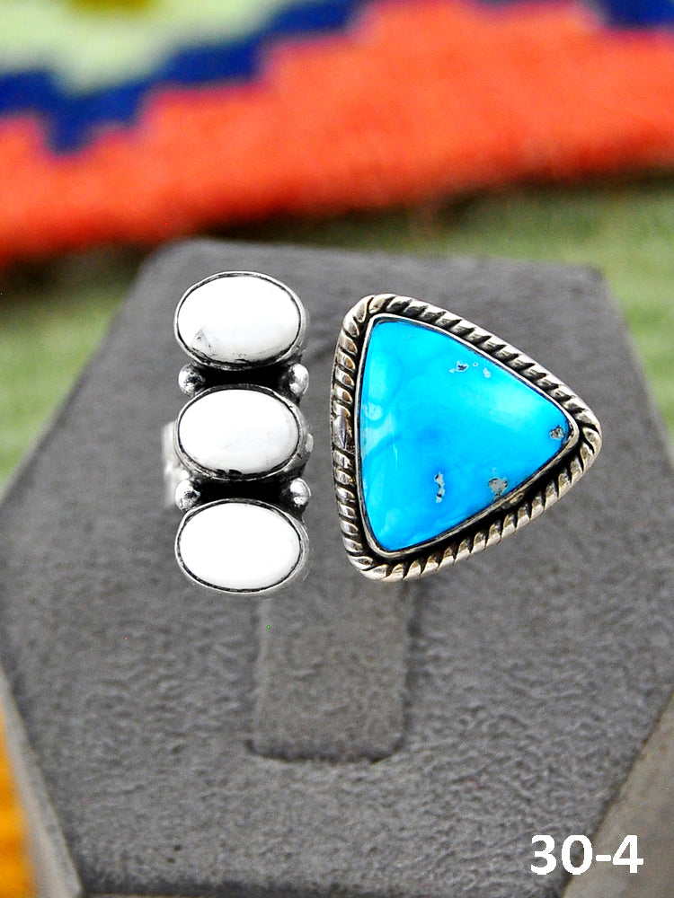 Southwest Handmade Sierra Bella with White Buffalo & Sterling Silver Adjustable Ring