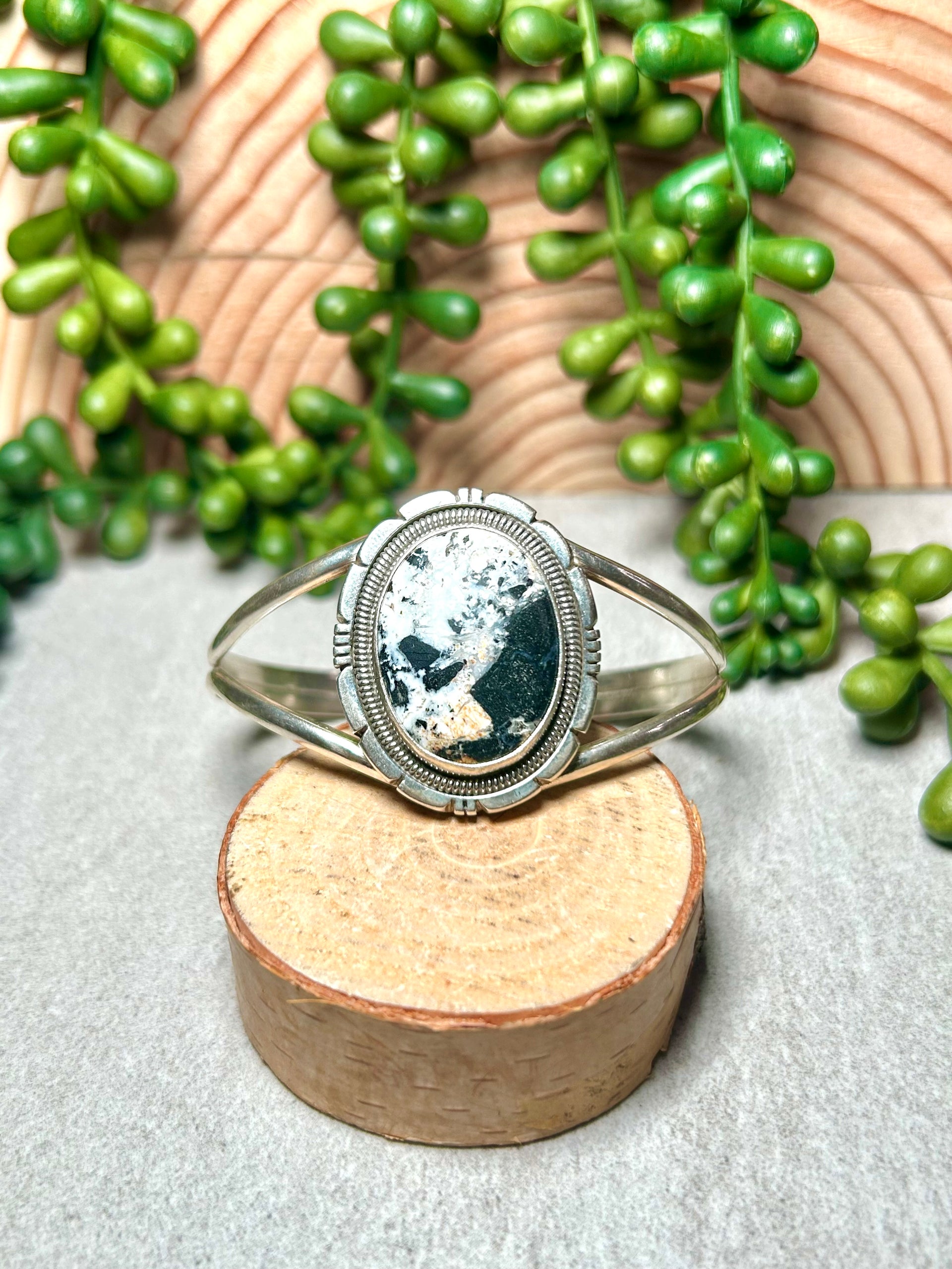 Wydell Billie White Buffalo & Sterling Silver Cuff Bracelet