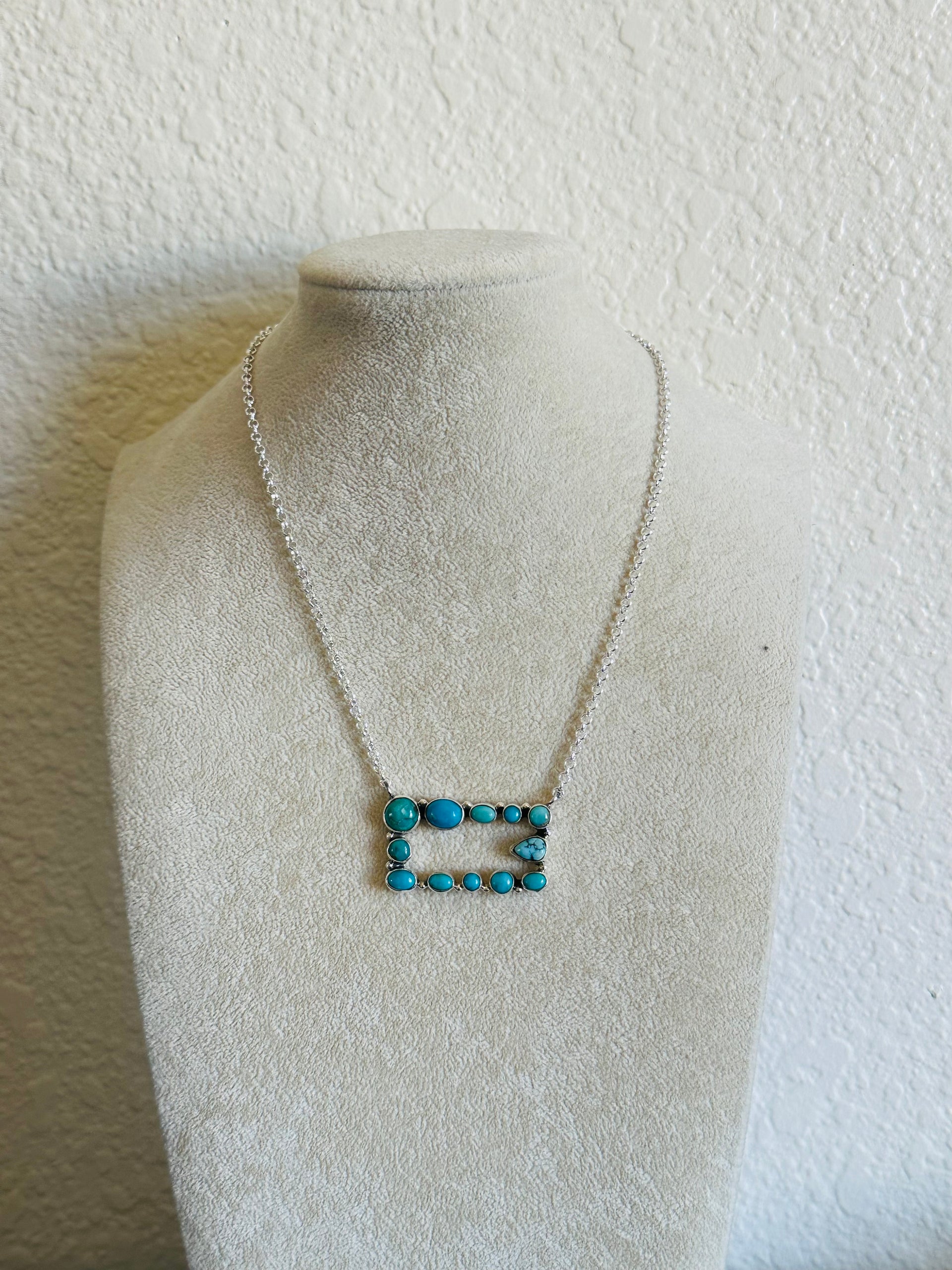 TTD “The Buckle” Kingman Turquoise & Sterling Silver Cluster Necklace