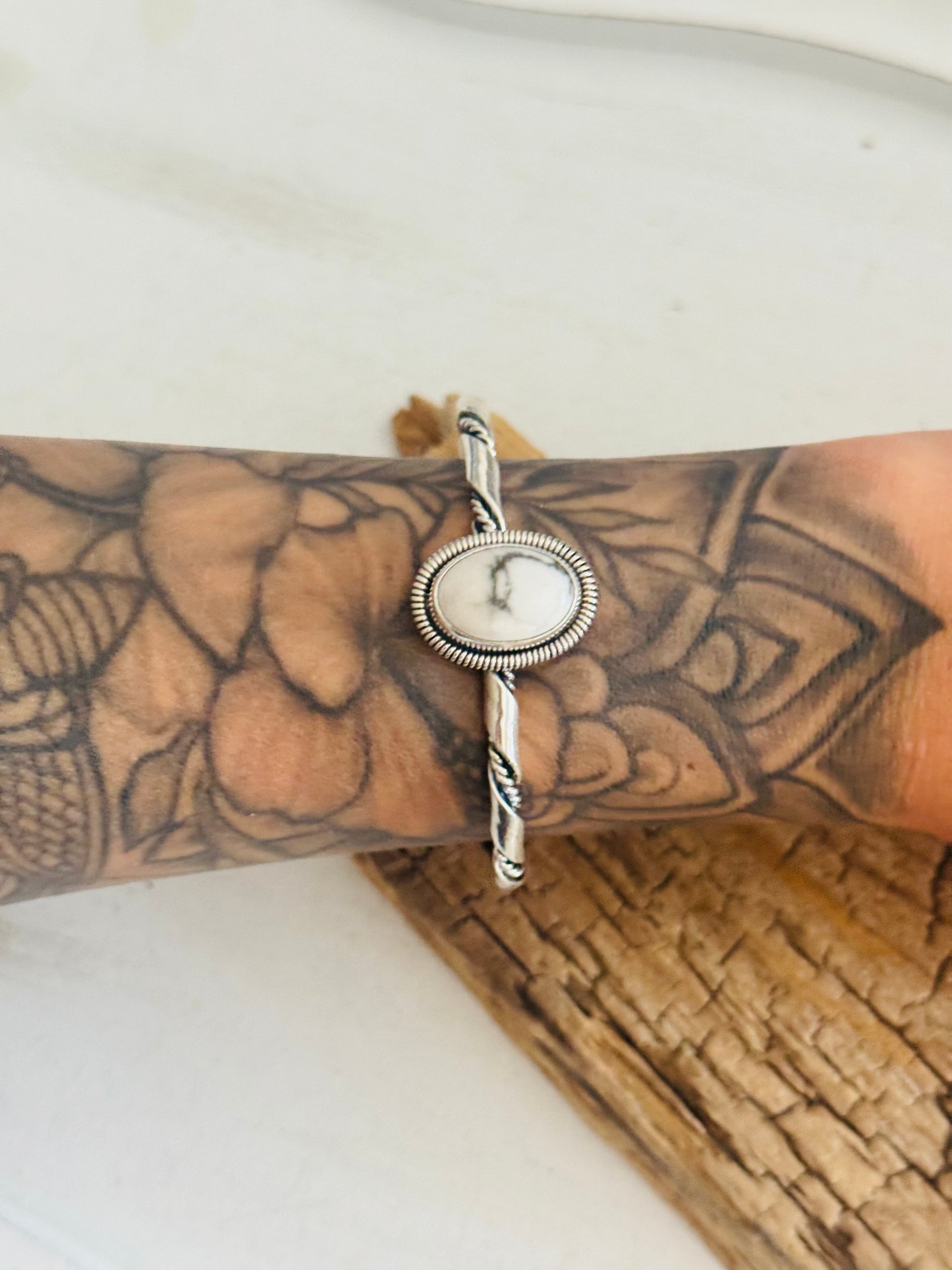 Wydell Billie White Buffalo & Sterling Silver Cuff Bracelet