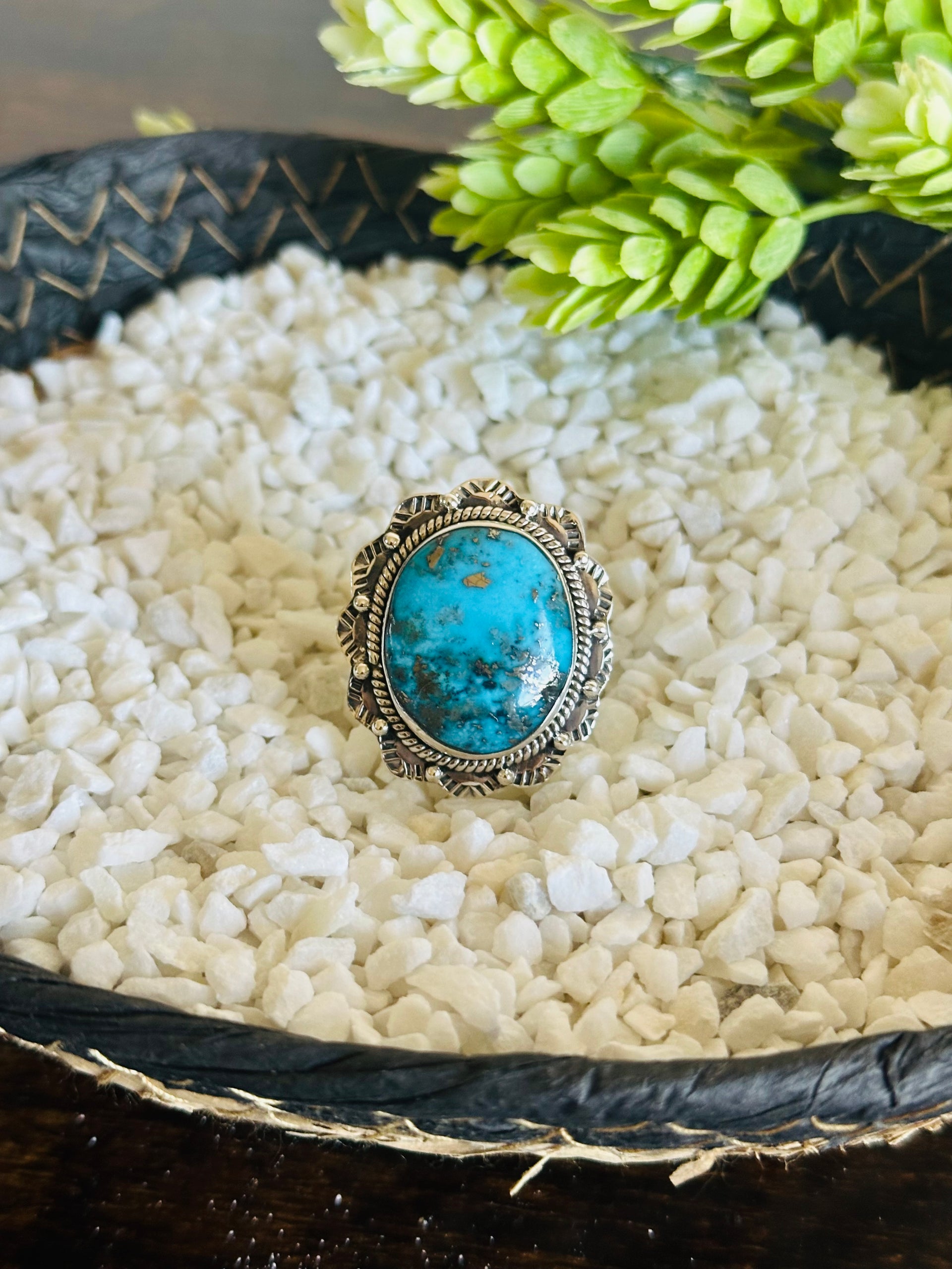 TTD Blue Ridge Turquoise & Sterling Silver Adjustable Ring
