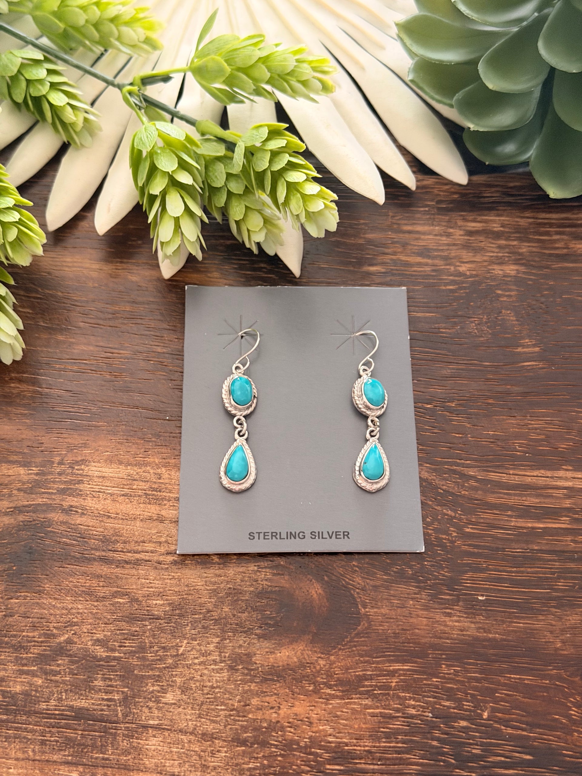 Tricia Smith Kingman Turquoise & Sterling Silver Dangle Earrings