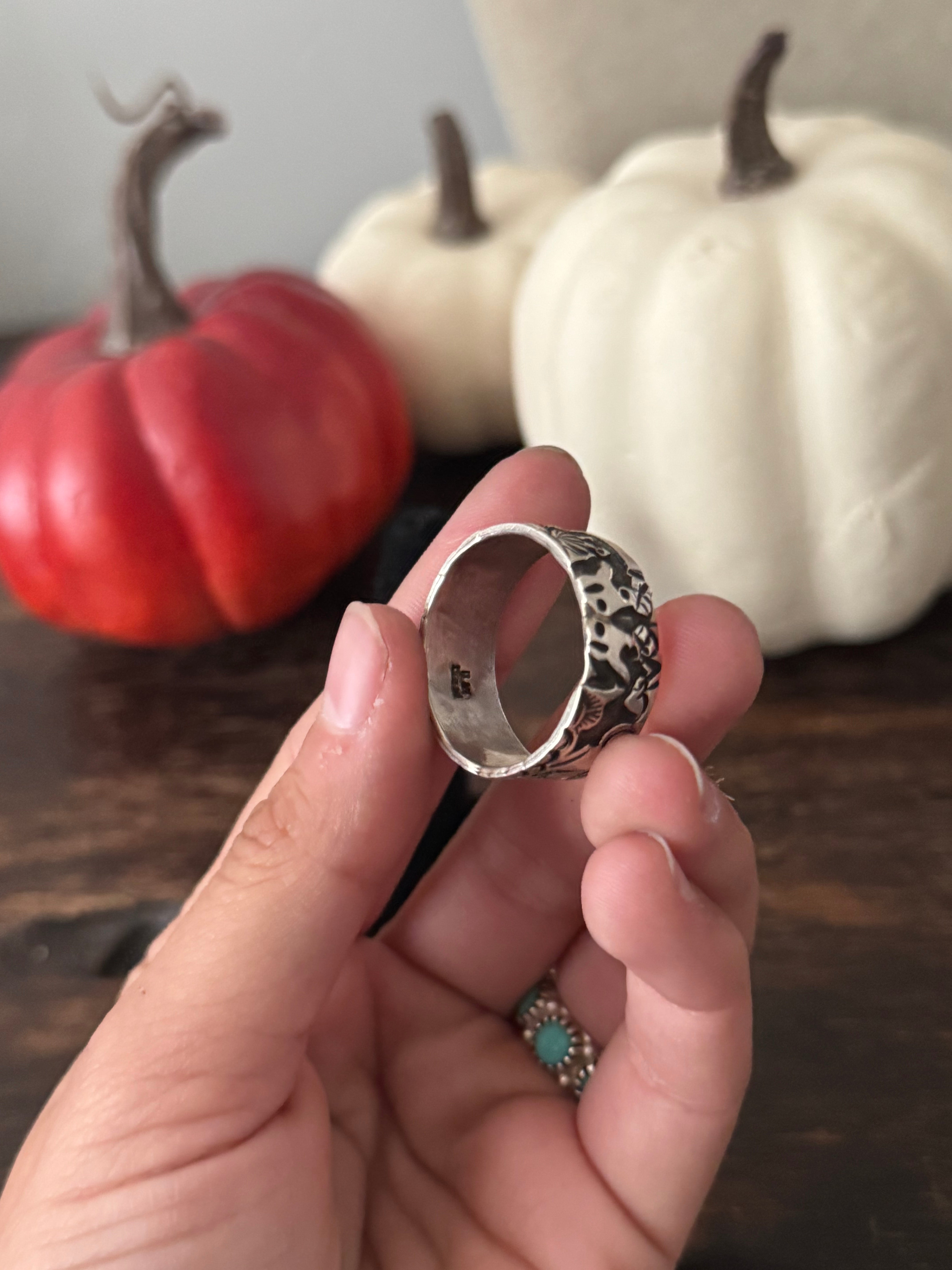 Navajo Made Sterling Silver Story Teller Ring