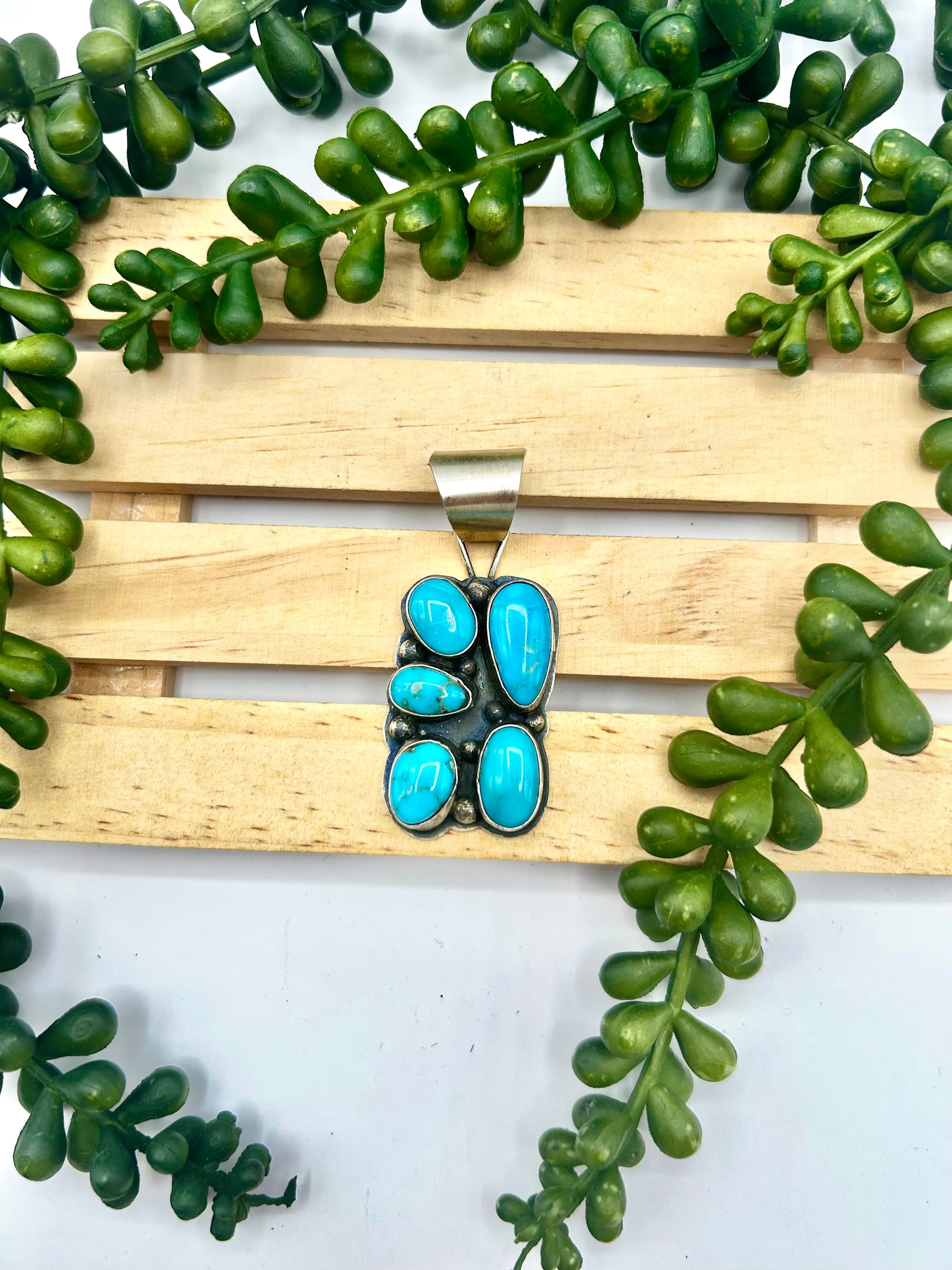 Travis Jim Kingman Turquoise & Sterling Silver Pendant