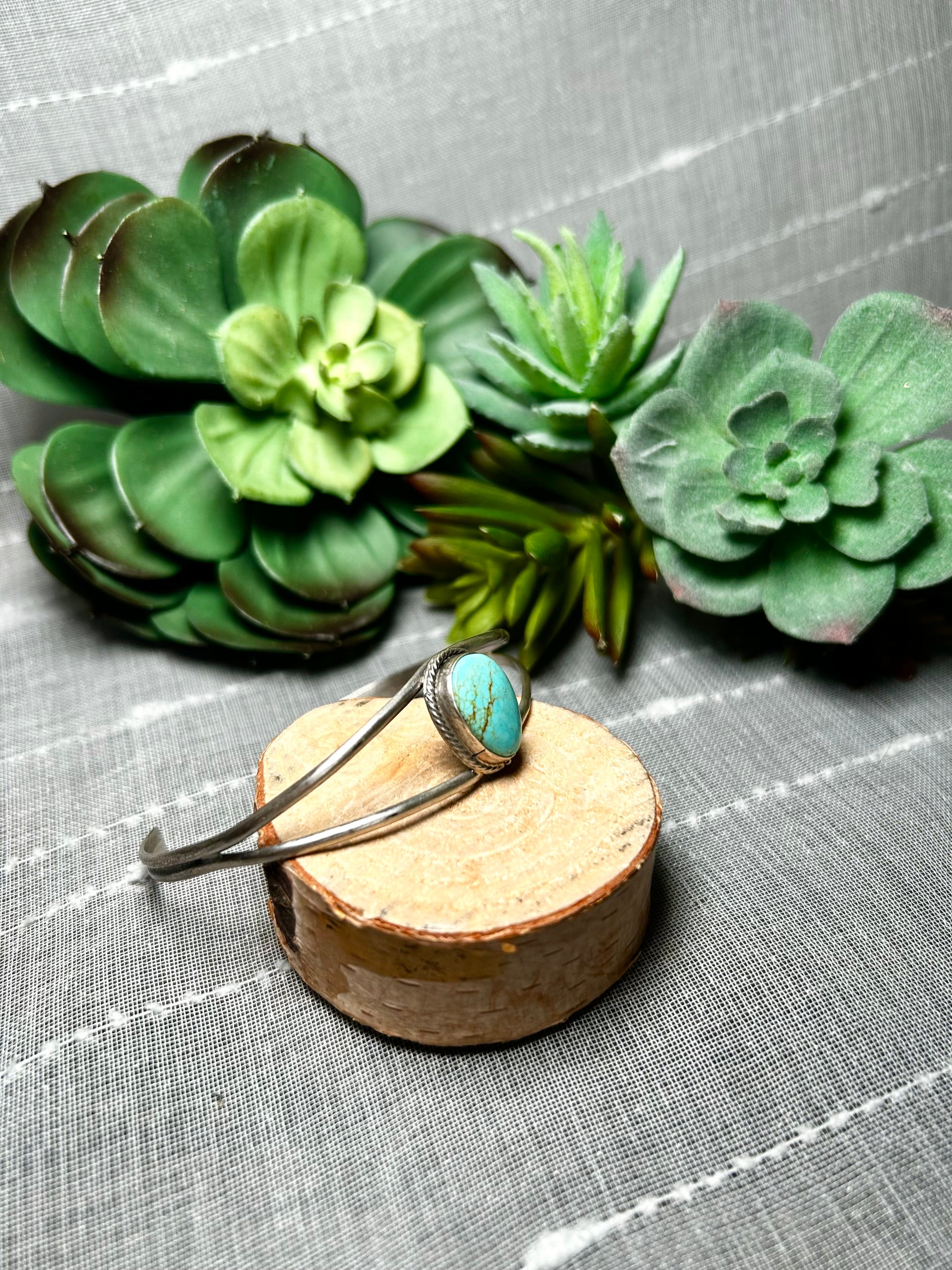 Navajo Made Kingman Turquoise & Sterling Silver Cuff Bracelet