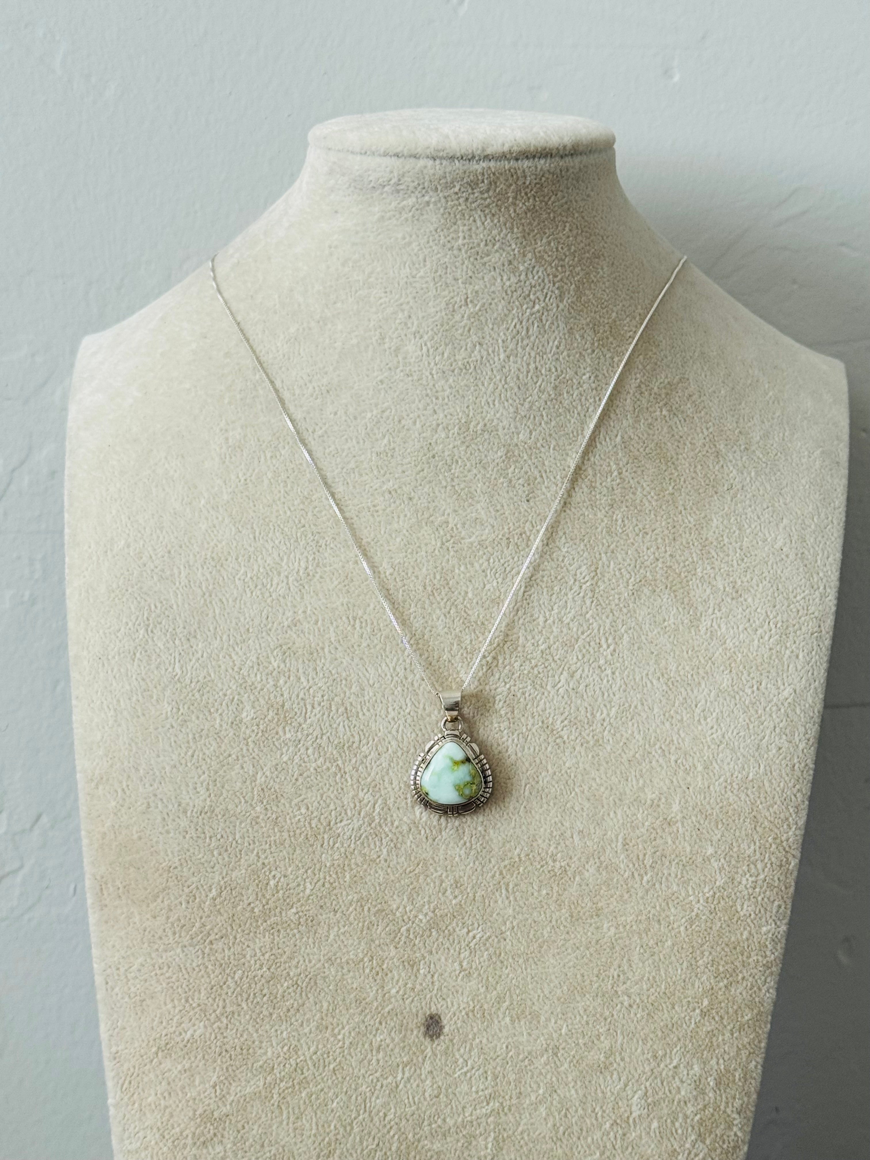 Navajo Made Palomino Variscite & Sterling Silver Necklace