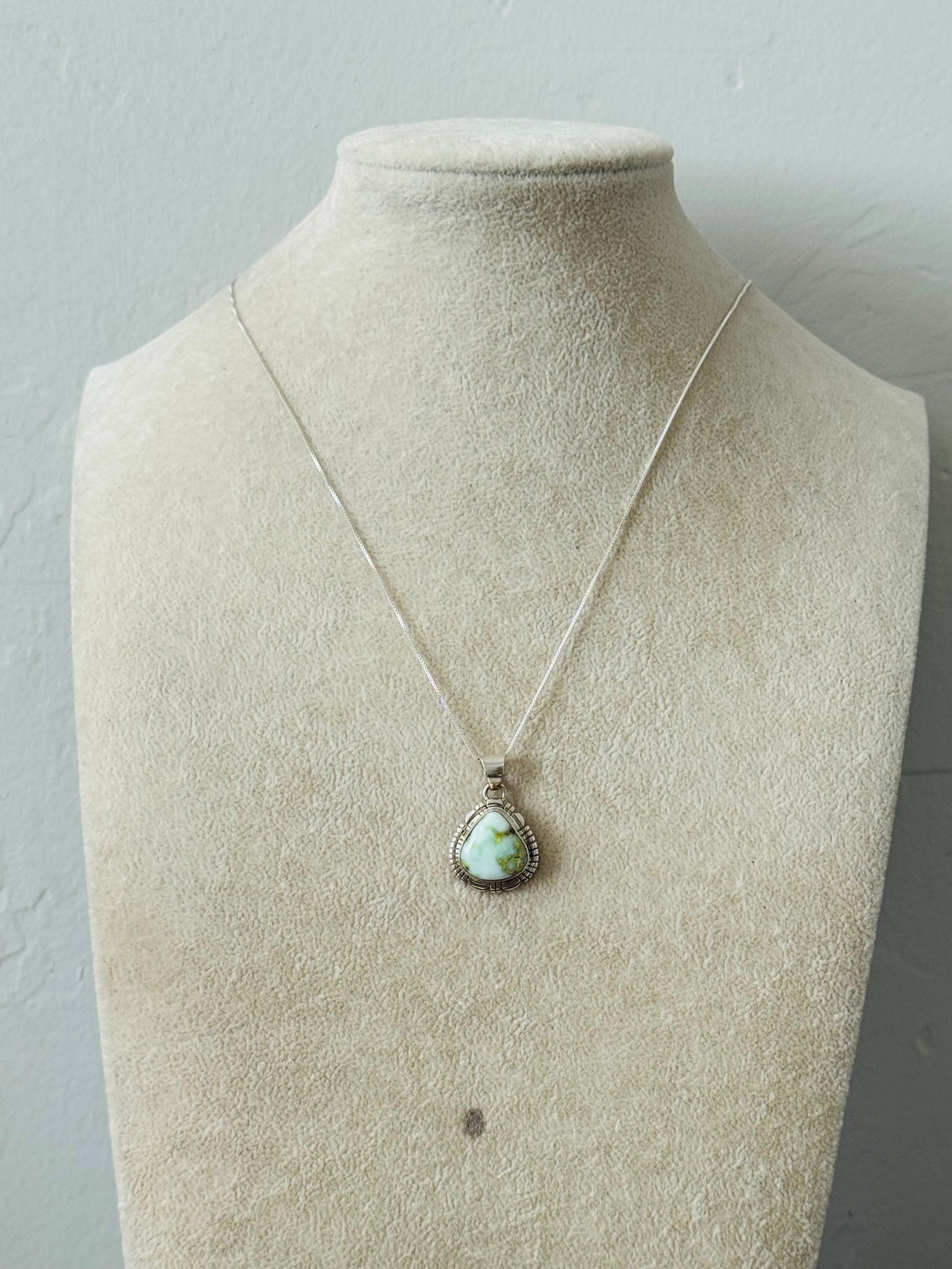 Navajo Made Palomino Variscite & Sterling Silver Necklace