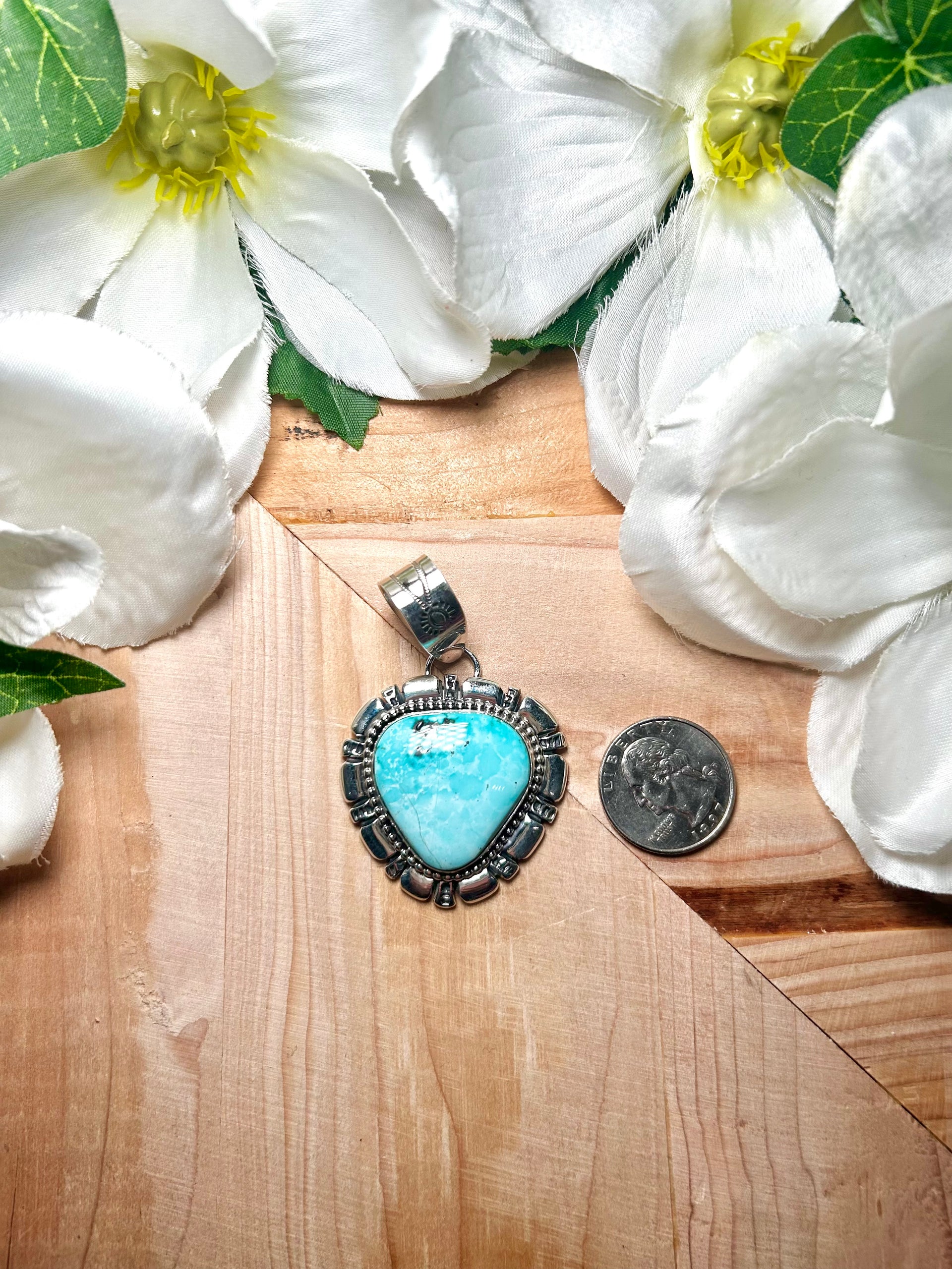 Navajo Made Royston Turquoise & Sterling Silver Pendant