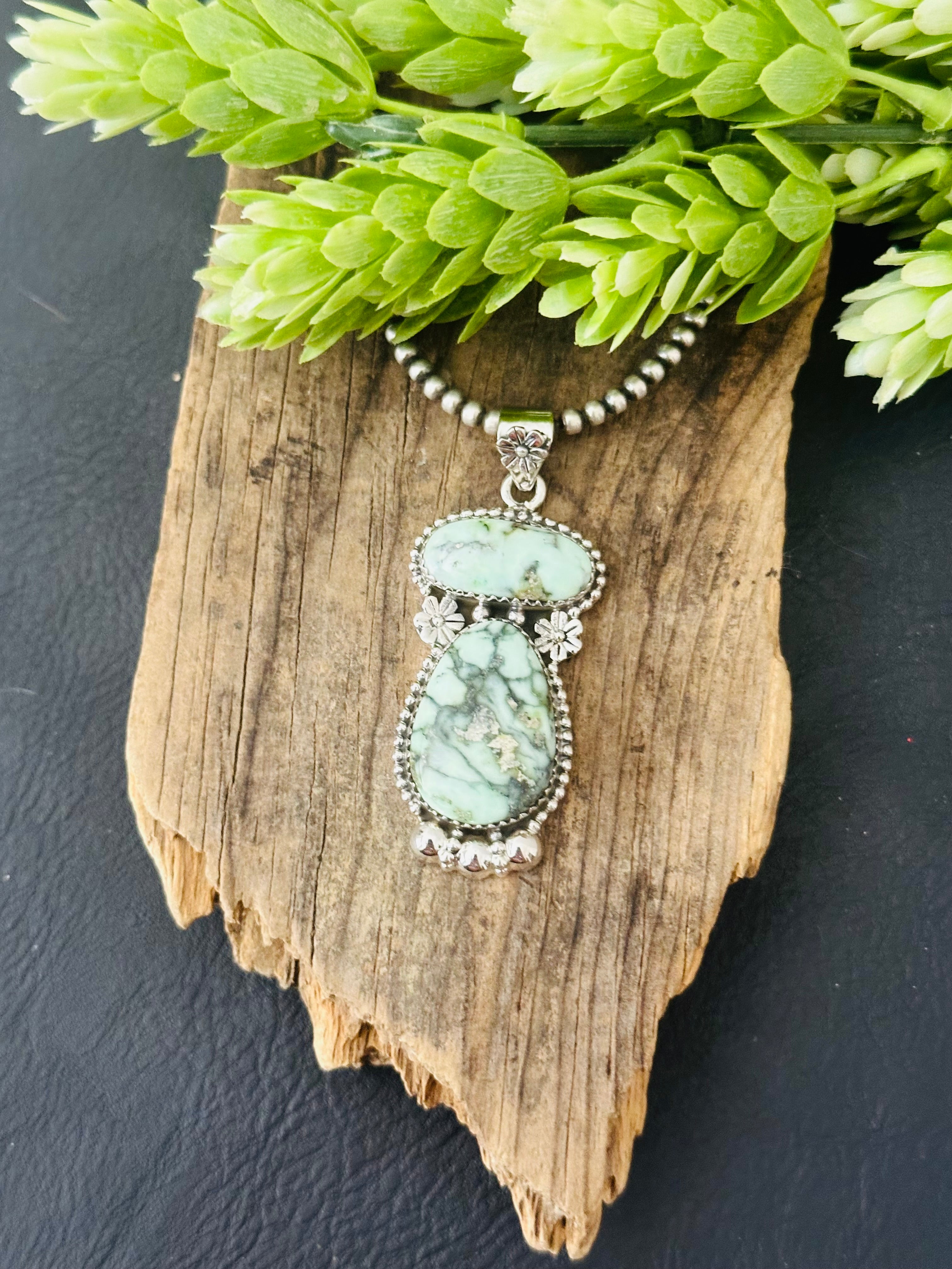 Southwest Palomino Variscite & Sterling Silver Pendant