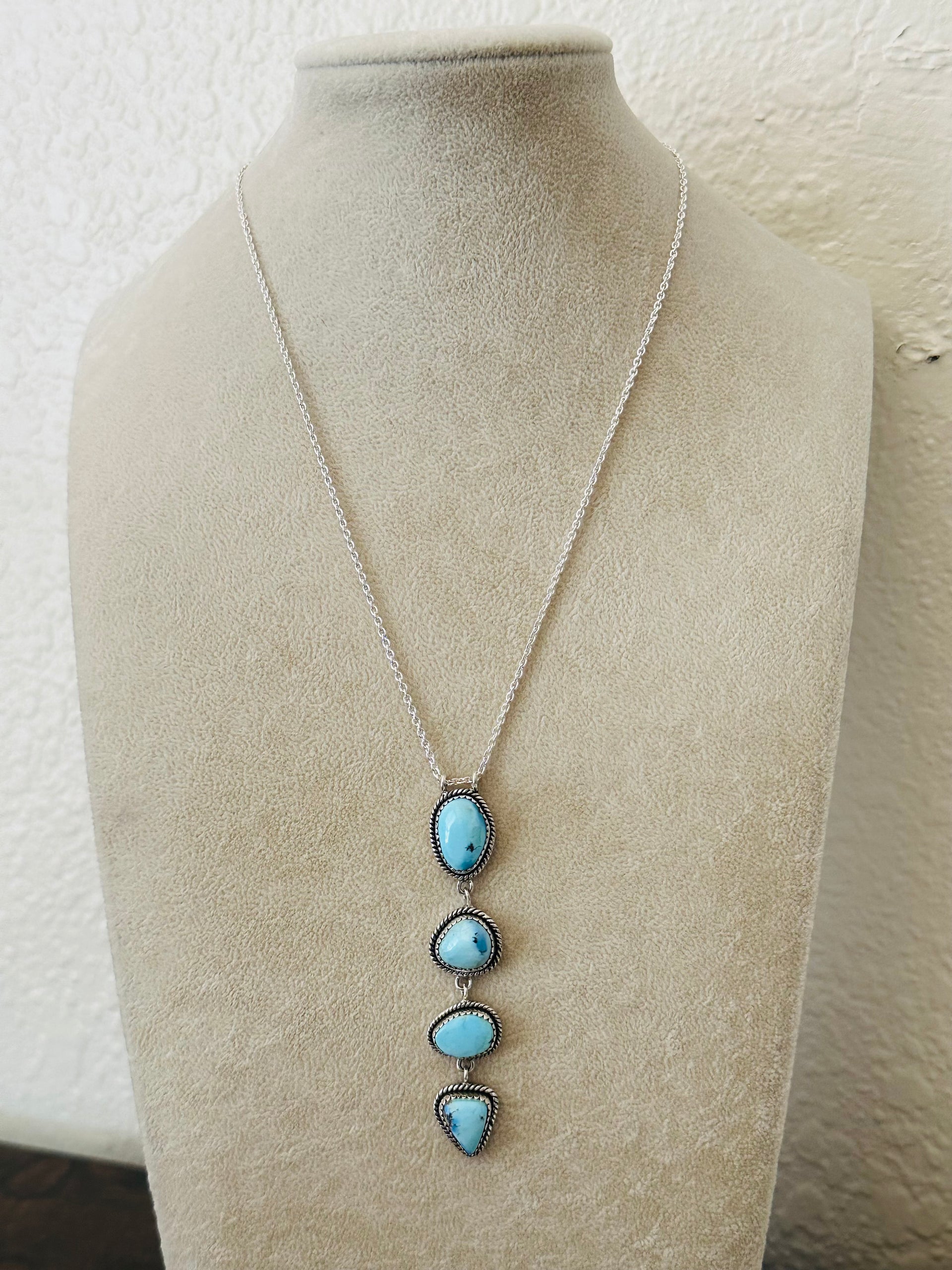 Southwest Handmade Golden Hills Turquoise & Sterling Silver Necklace