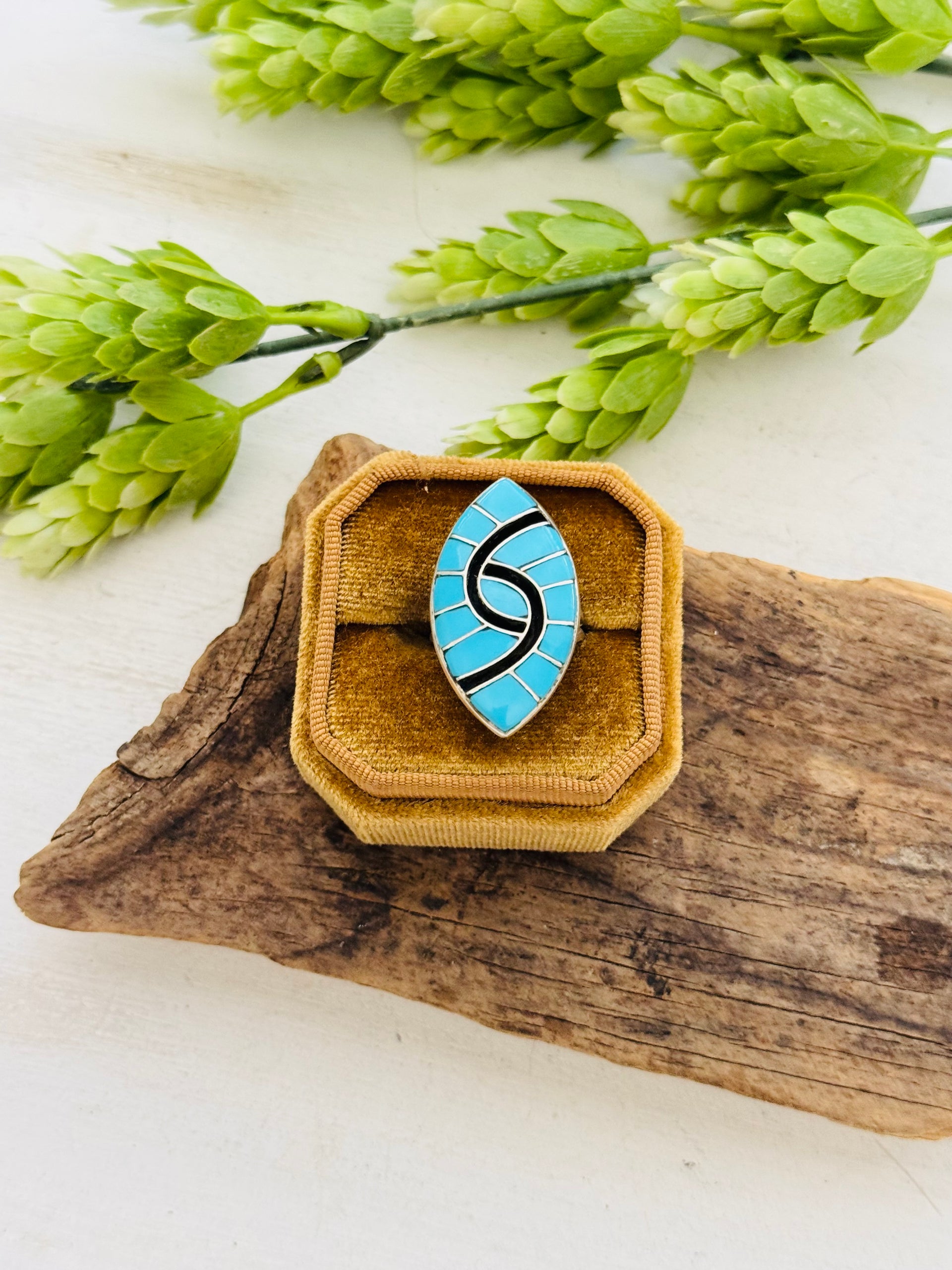 Amy Locaspino Multi Stone & Sterling Silver Inlay Ring Size 8