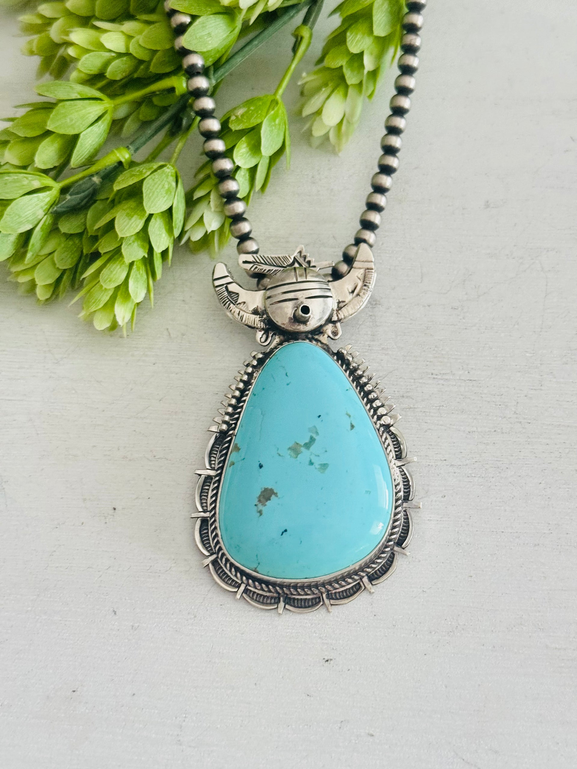 Bennie Ration Kingman Turquoise & Sterling Silver Pendant