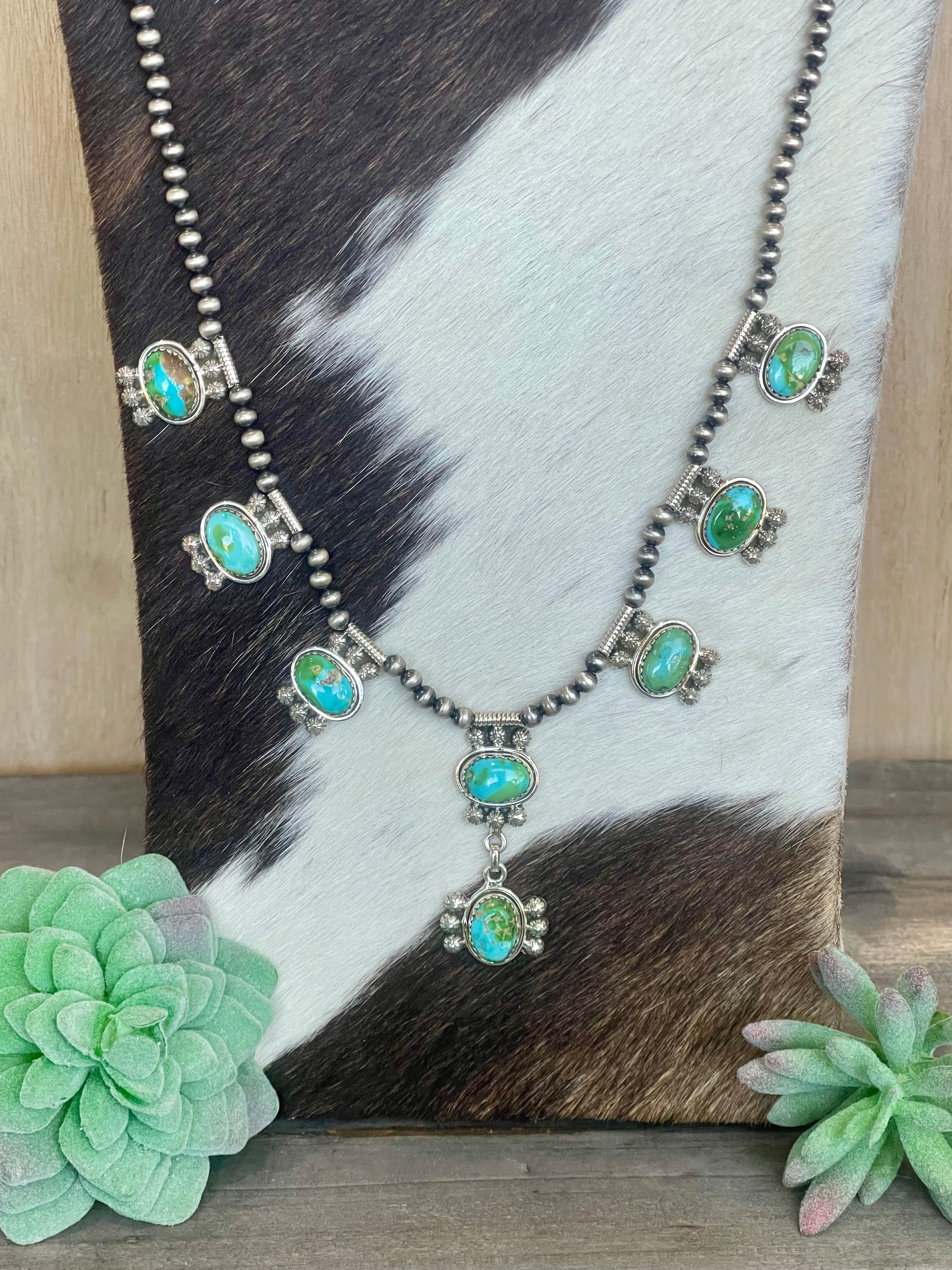 Southwest Handmade Sonoran Mountain Turquoise & Sterling Silver Necklace