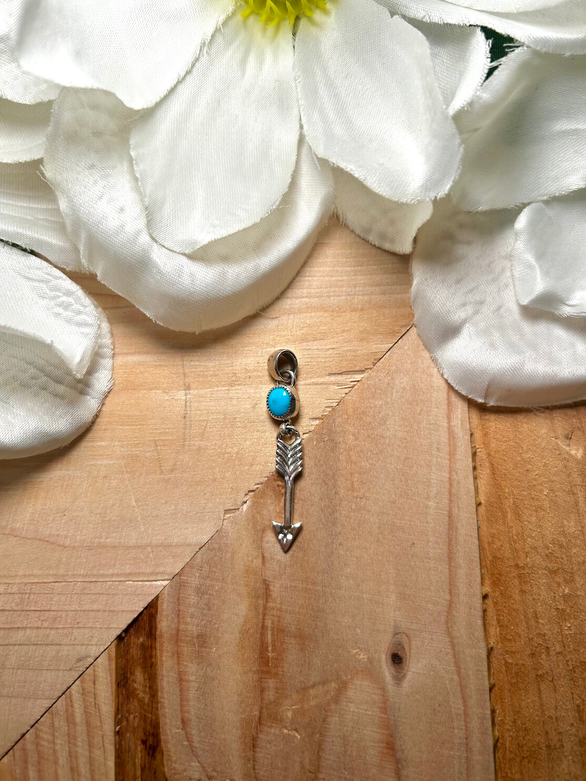 Navajo Made Kingman Turquoise & Sterling Silver Pendant