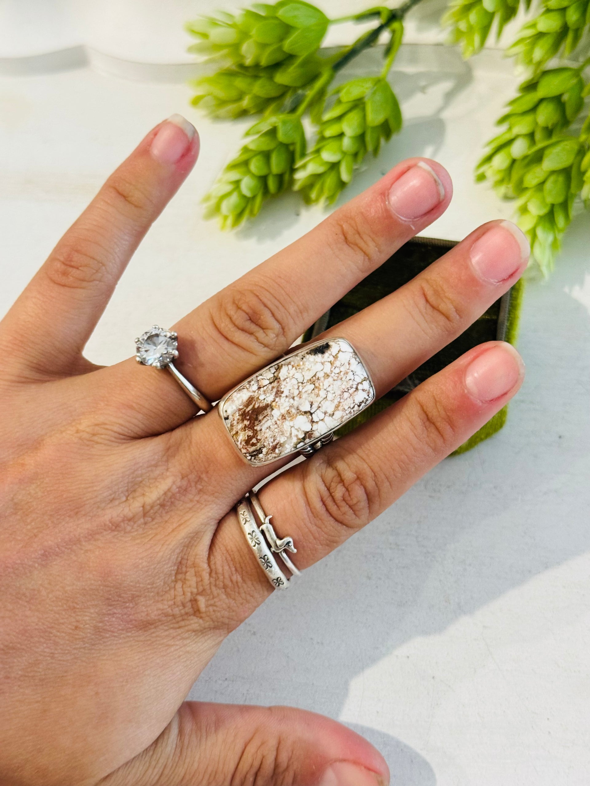 Southwest Made Wild Horse & Sterling Sliver Ring Size 10.5