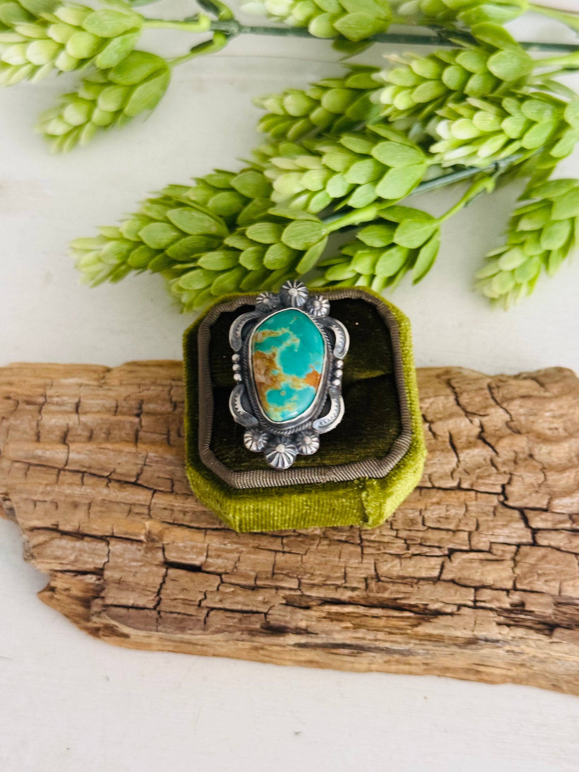 Bennie Ramone Royston Turquoise & Sterling Sliver Adjustable Ring