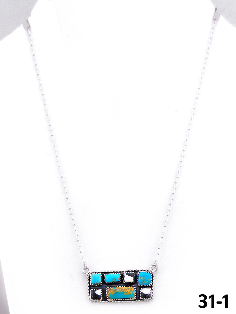 Southwest Handmade Santa Maria with White Buffalo & Sterling Silver Necklace