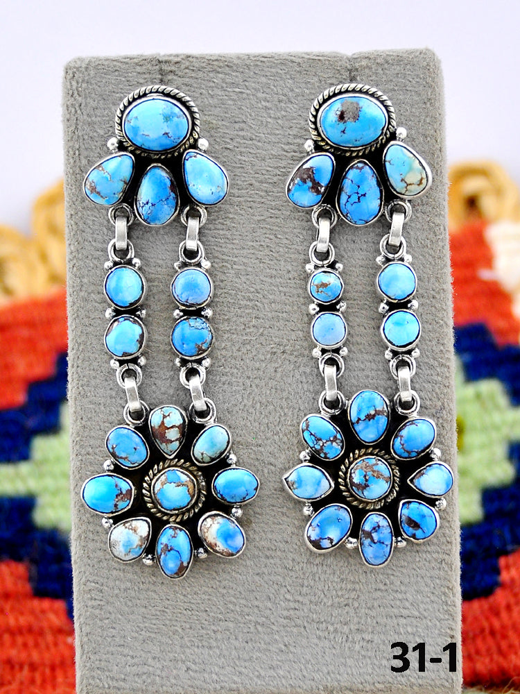 Southwest Made Golden Hills Turquoise & Sterling Silver Post Earrings