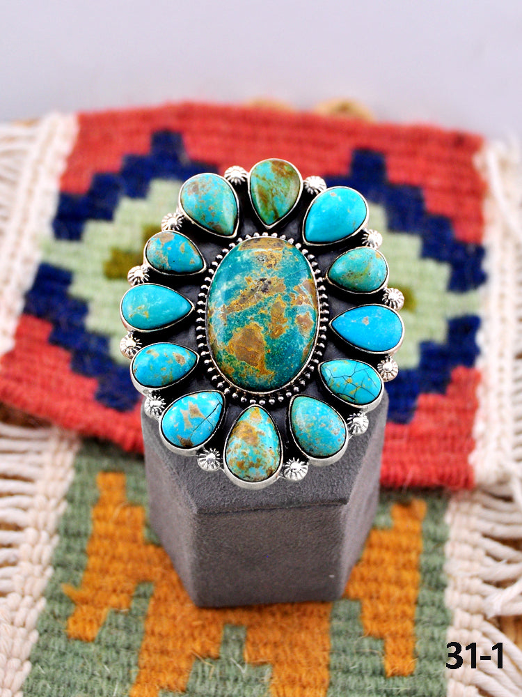 Southwest Made Royston Turquoise & Sterling Silver Adjustable Ring