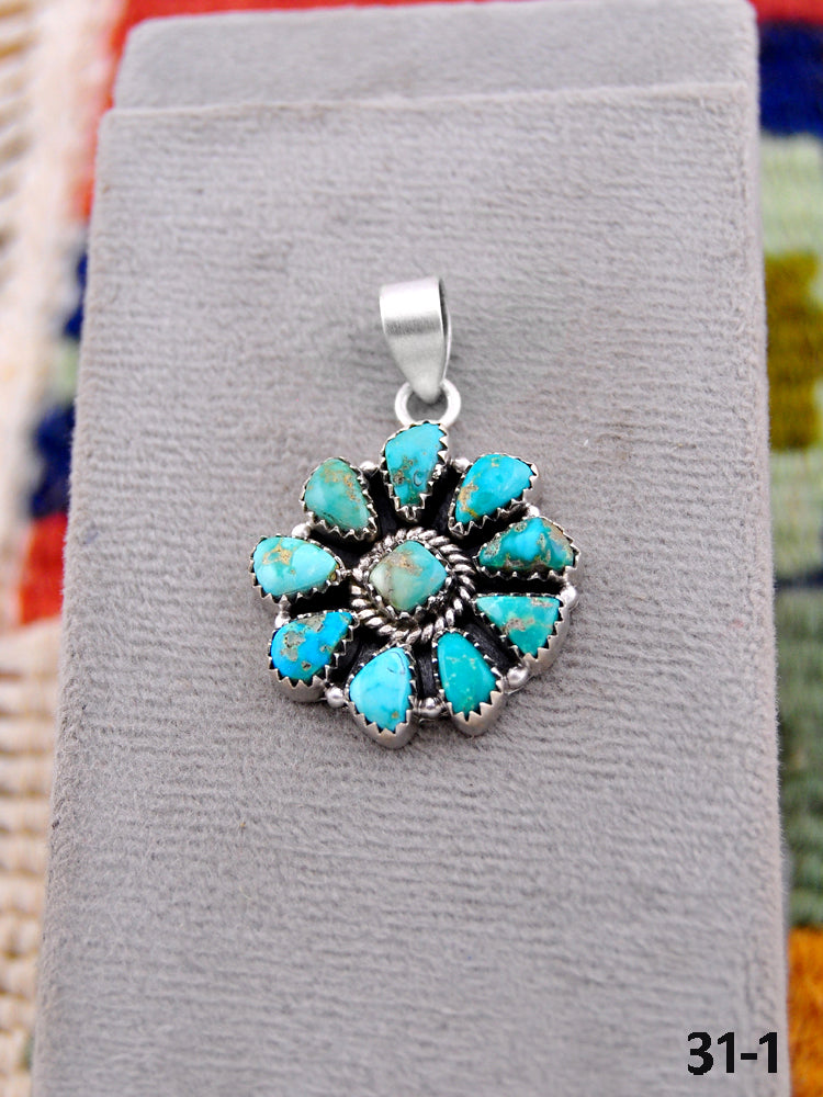Southwest Made Emerald Valley Turquoise & Sterling Silver Pendant