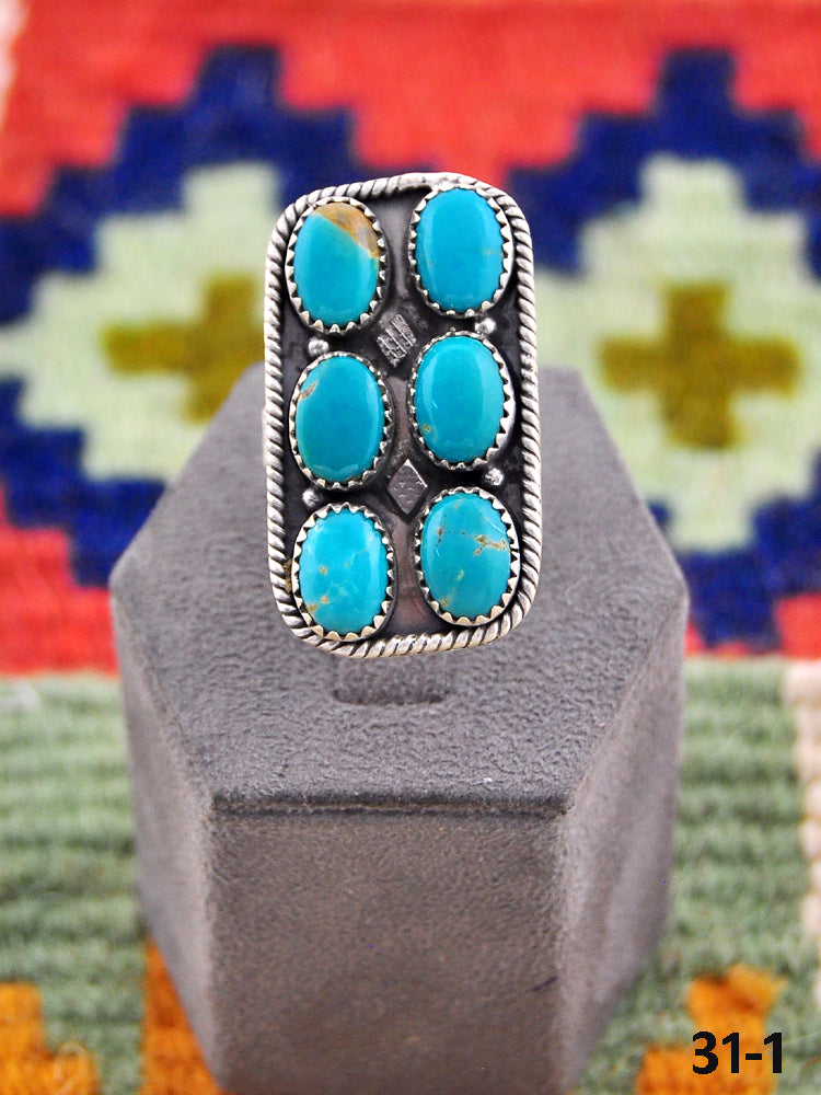Southwest Handmade Kingman Turquoise & Sterling Silver Adjustable Ring