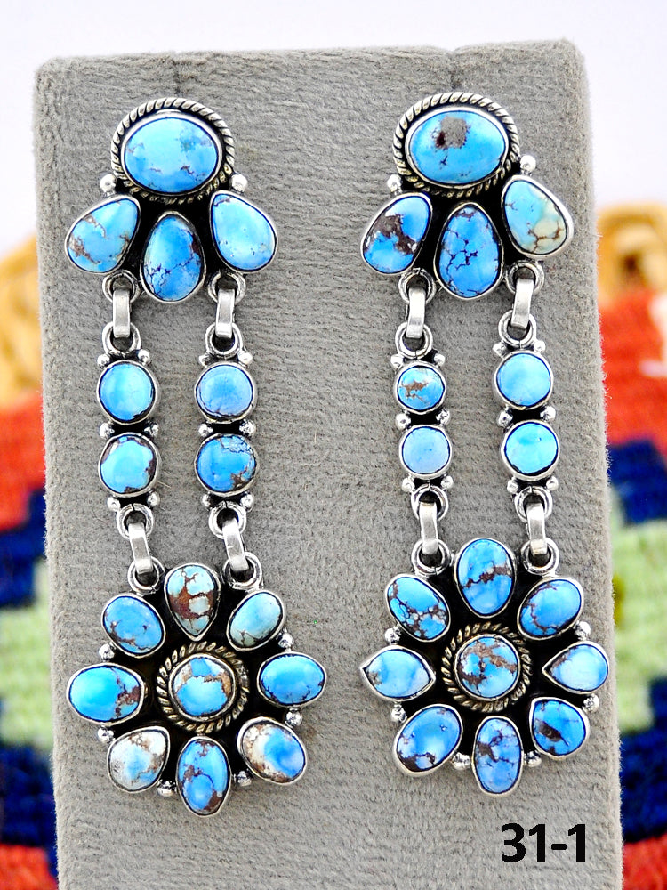 Southwest Made Golden Hills Turquoise & Sterling Silver Post Earrings