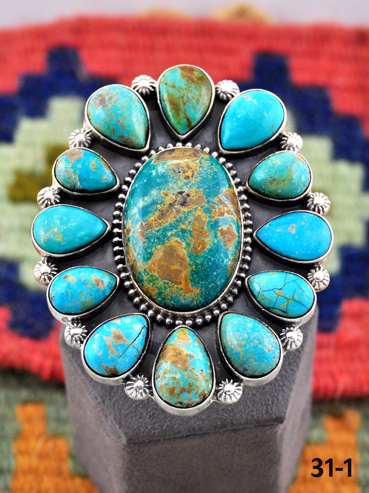 Southwest Made Royston Turquoise & Sterling Silver Adjustable Ring