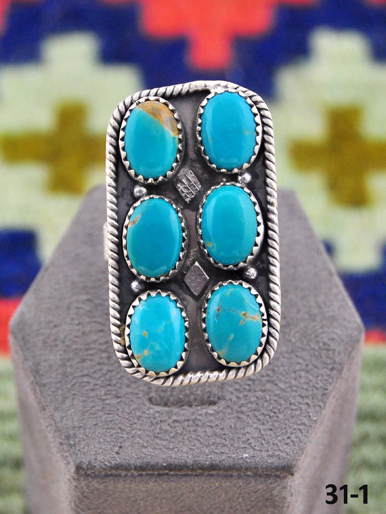 Southwest Handmade Kingman Turquoise & Sterling Silver Adjustable Ring