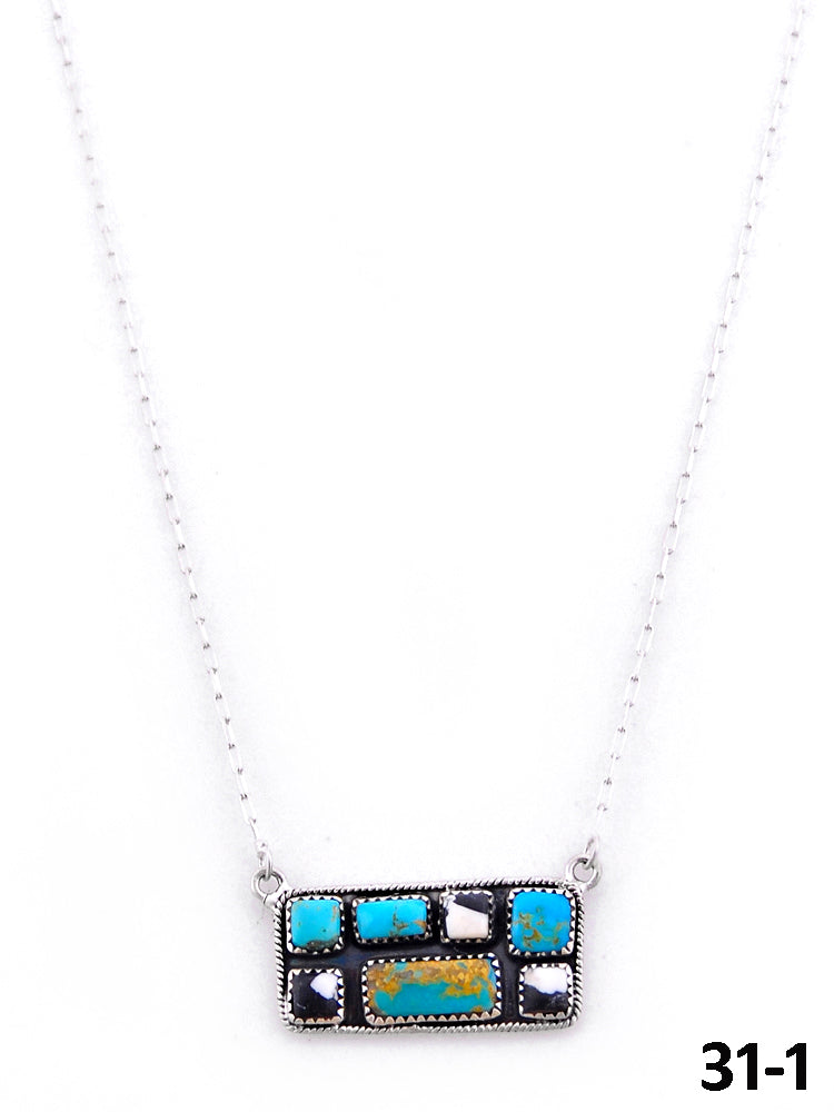 Southwest Handmade Santa Maria with White Buffalo & Sterling Silver Necklace