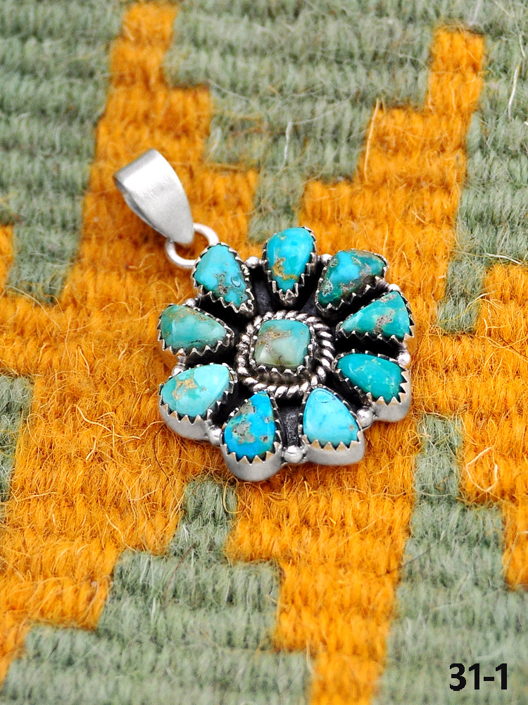 Southwest Made Emerald Valley Turquoise & Sterling Silver Pendant