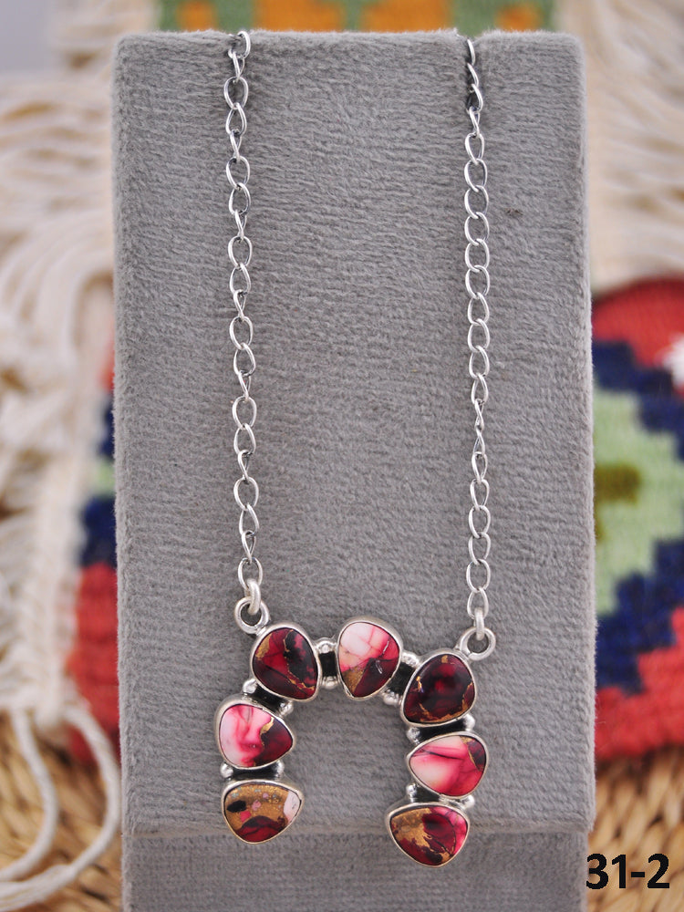 Southwest Made Rose Dahlia & Sterling Silver Necklace