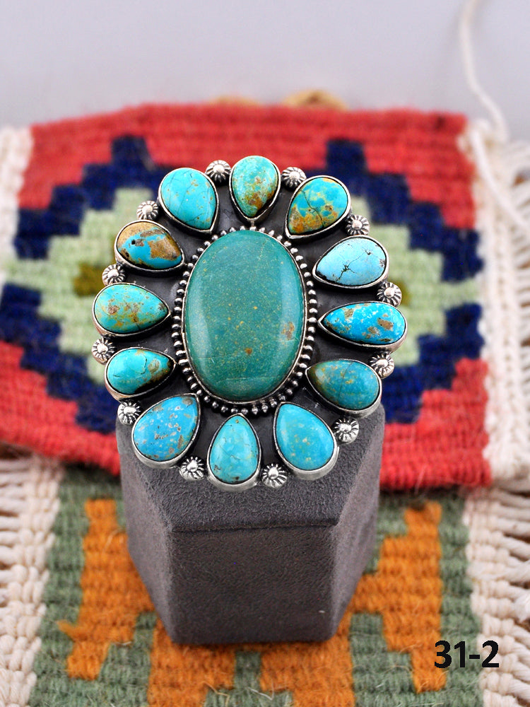 Southwest Made Royston Turquoise & Sterling Silver Adjustable Ring
