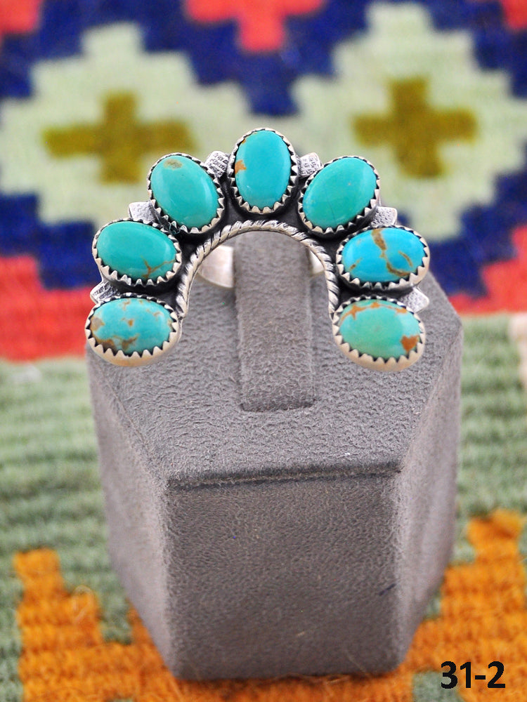 Southwest Handmade Kingman Turquoise & Sterling Silver Adjustable Naja Ring