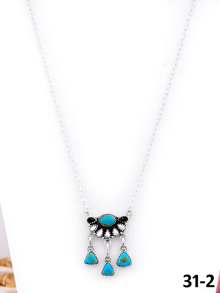 Southwest Handmade Santa Maria with White Buffalo & Sterling Silver Necklace