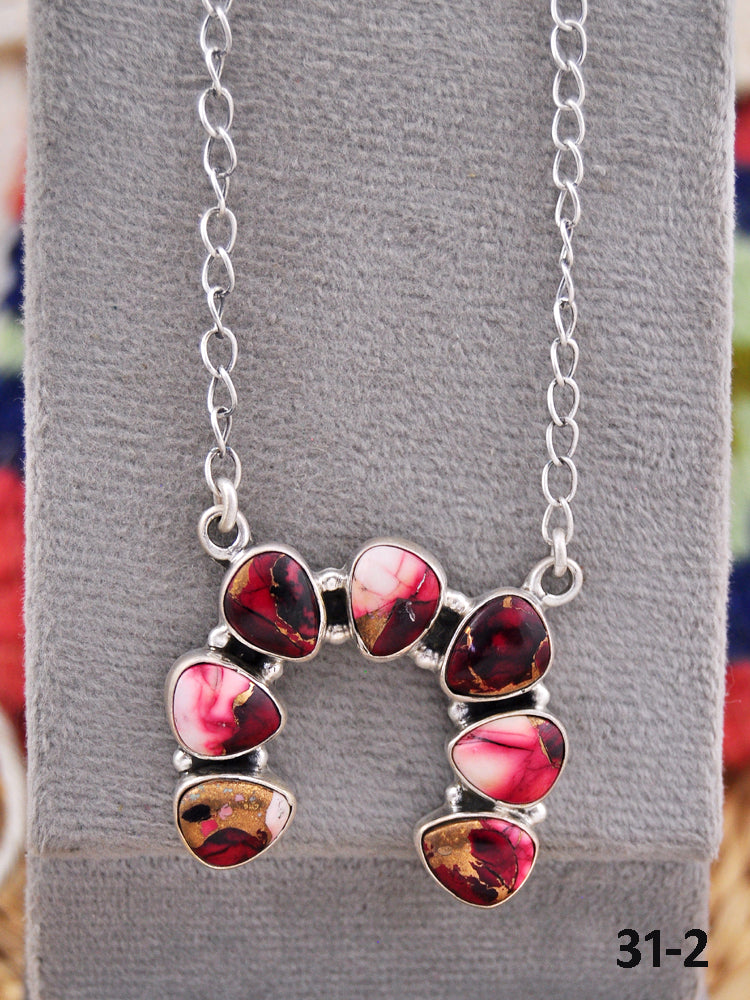 Southwest Made Rose Dahlia & Sterling Silver Necklace