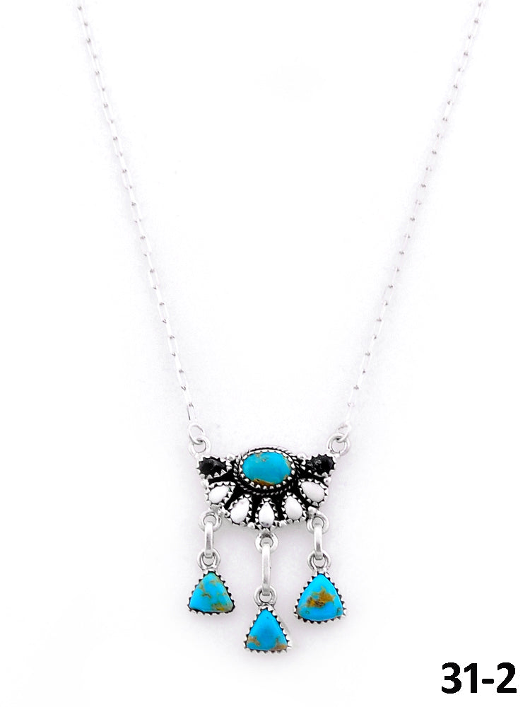 Southwest Handmade Santa Maria with White Buffalo & Sterling Silver Necklace