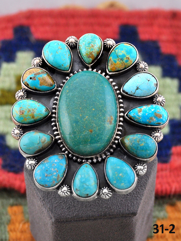 Southwest Made Royston Turquoise & Sterling Silver Adjustable Ring