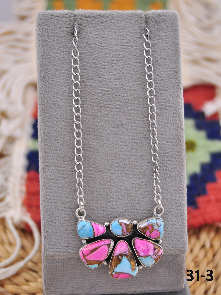 Southwest Made Cotton Candy & Sterling Silver Necklace