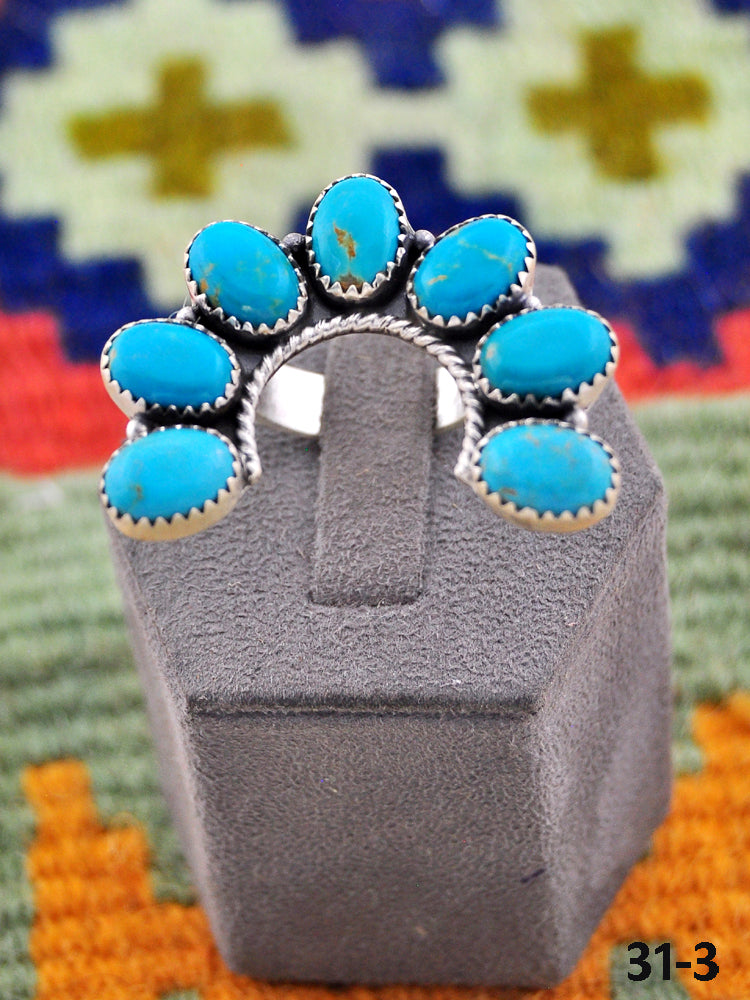 Southwest Handmade Kingman Turquoise & Sterling Silver Adjustable Naja Ring