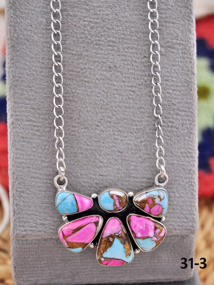Southwest Made Cotton Candy & Sterling Silver Necklace