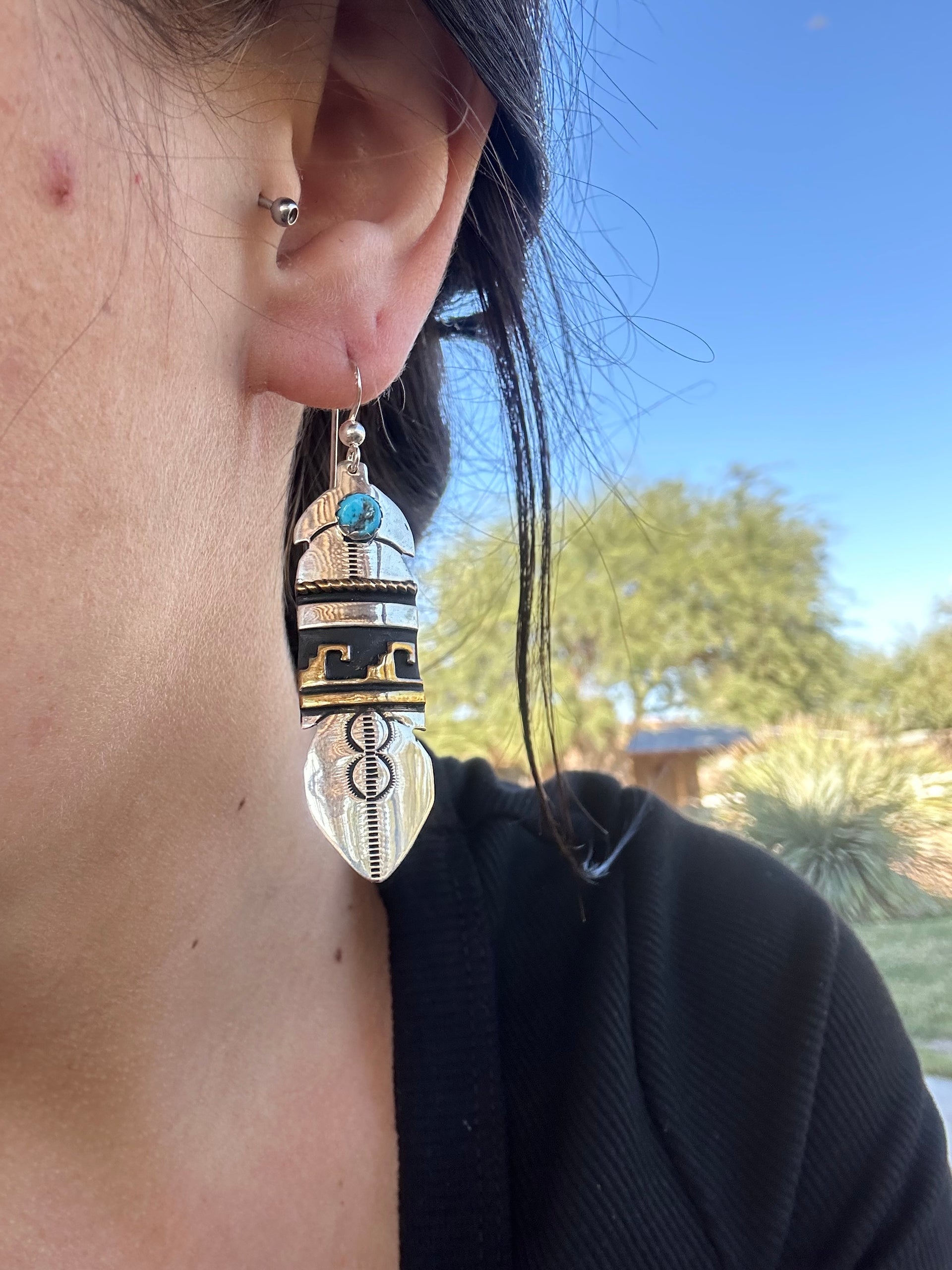 Tommy & Rose Singer Kingman Turquoise Sterling Silver Dangle Earrings