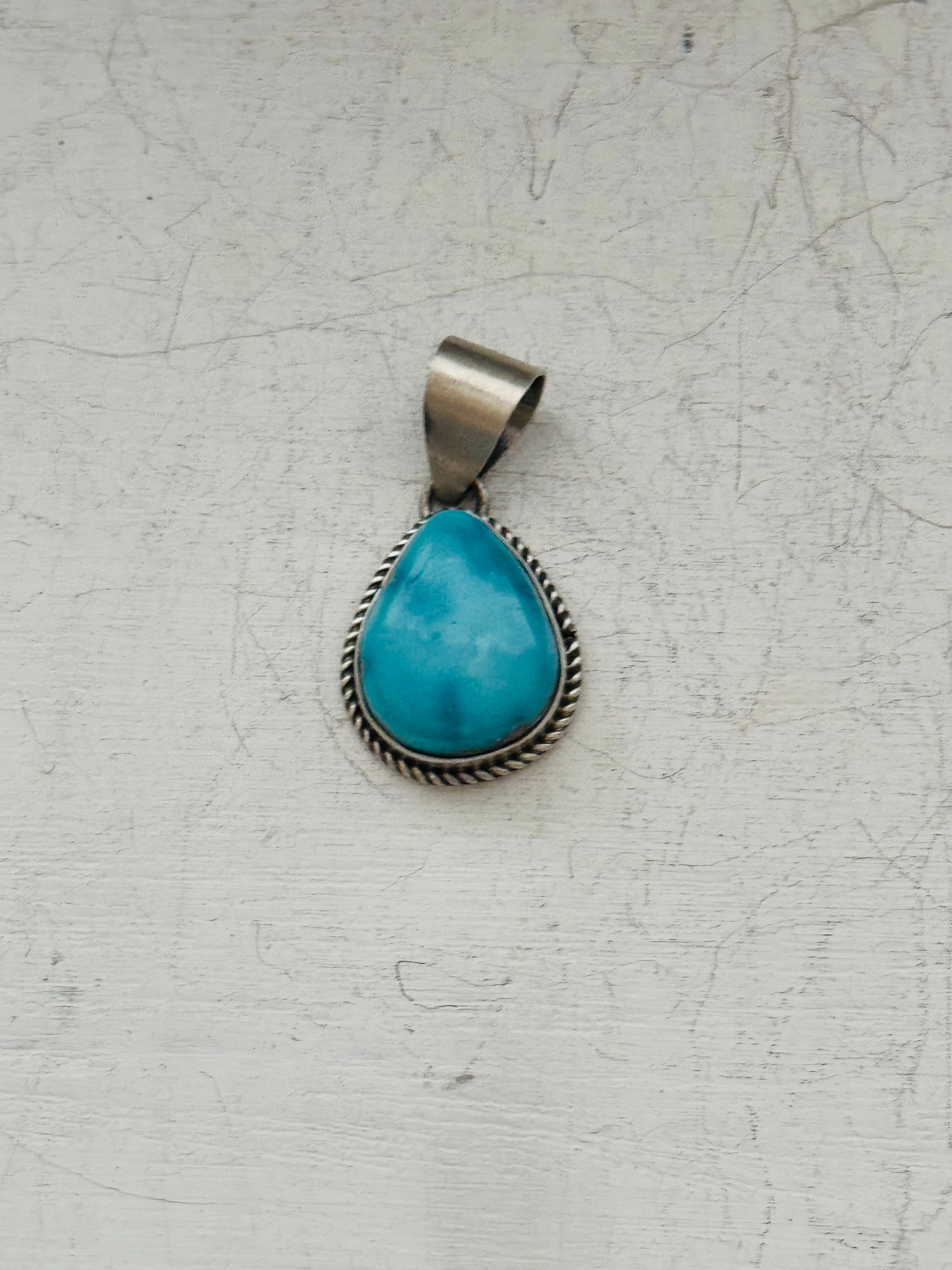 Navajo Made Valley Blue Turquoise & Sterling Silver Pendant