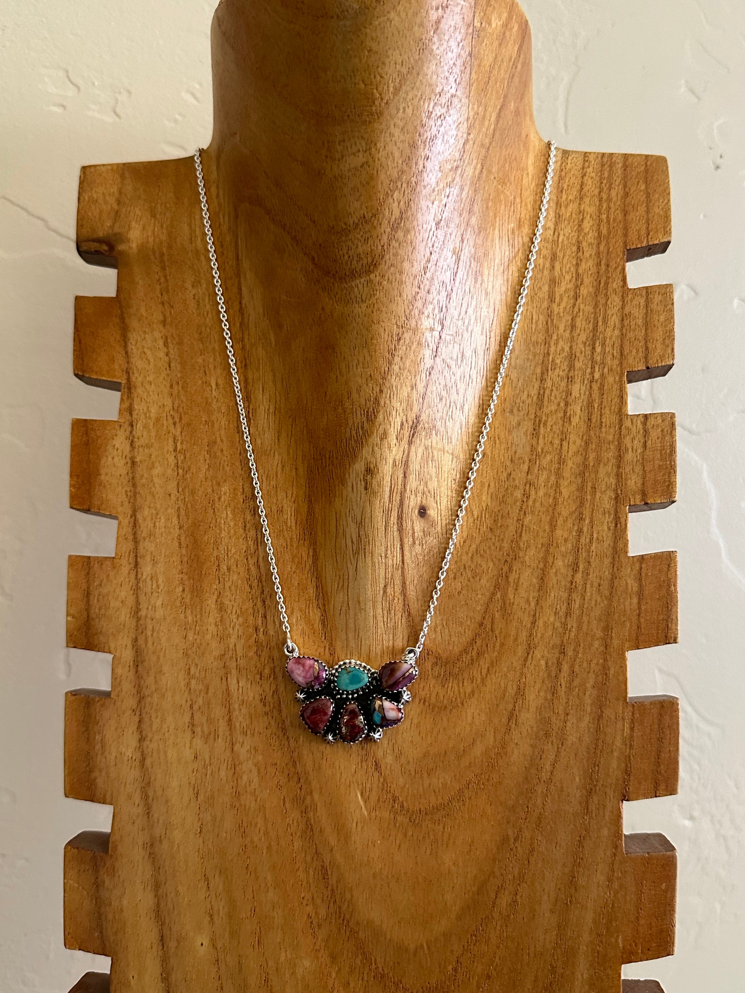 Southwest Made Pink Mohave Turquoise & Sterling Silver Necklace