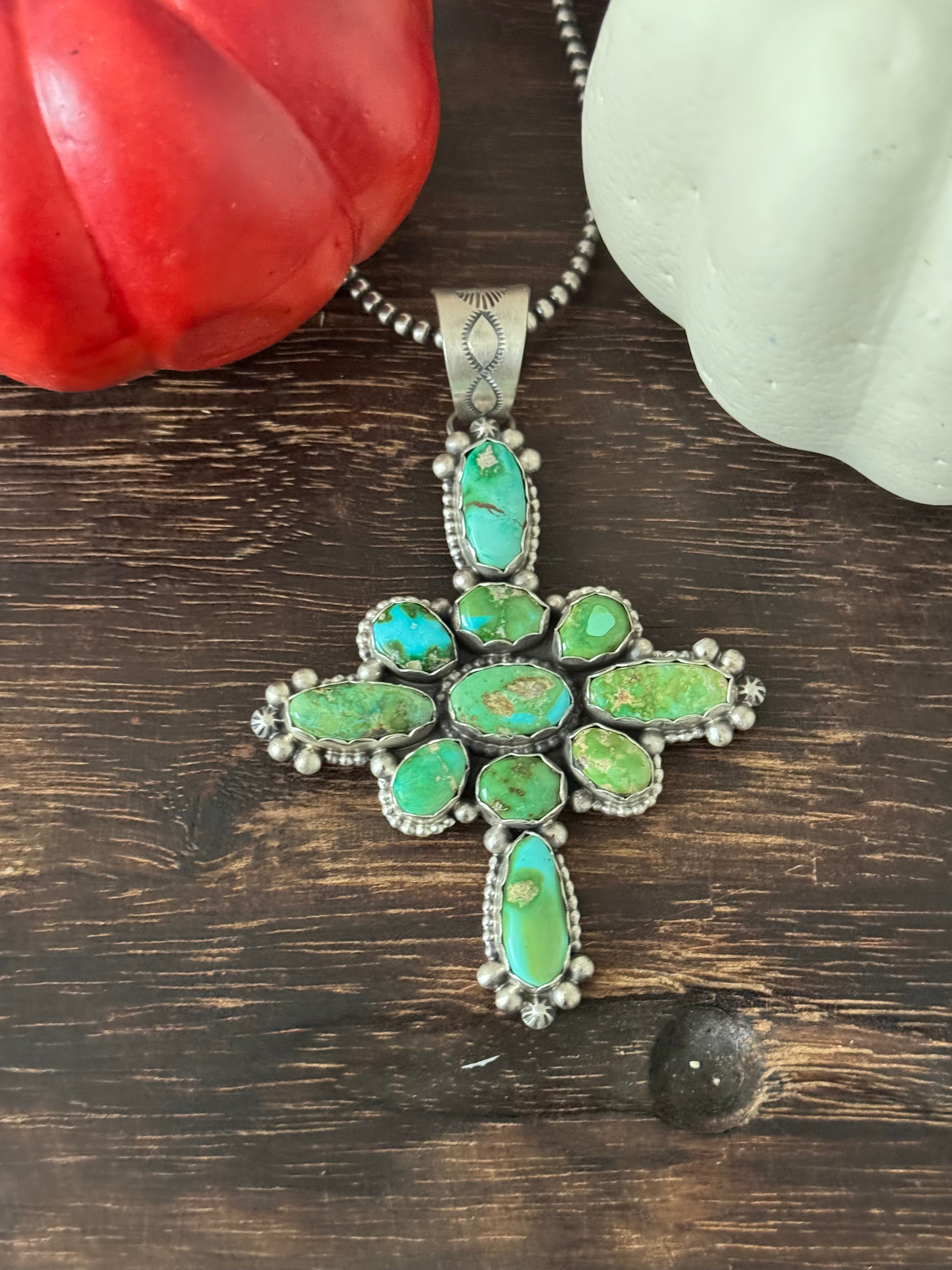 Dave Skeets Sonoran Mountain Turquoise & Sterling Silver Cluster Pendant